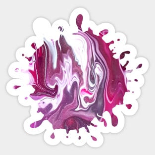 Pink/White Acrylic Pour Painting Sticker
